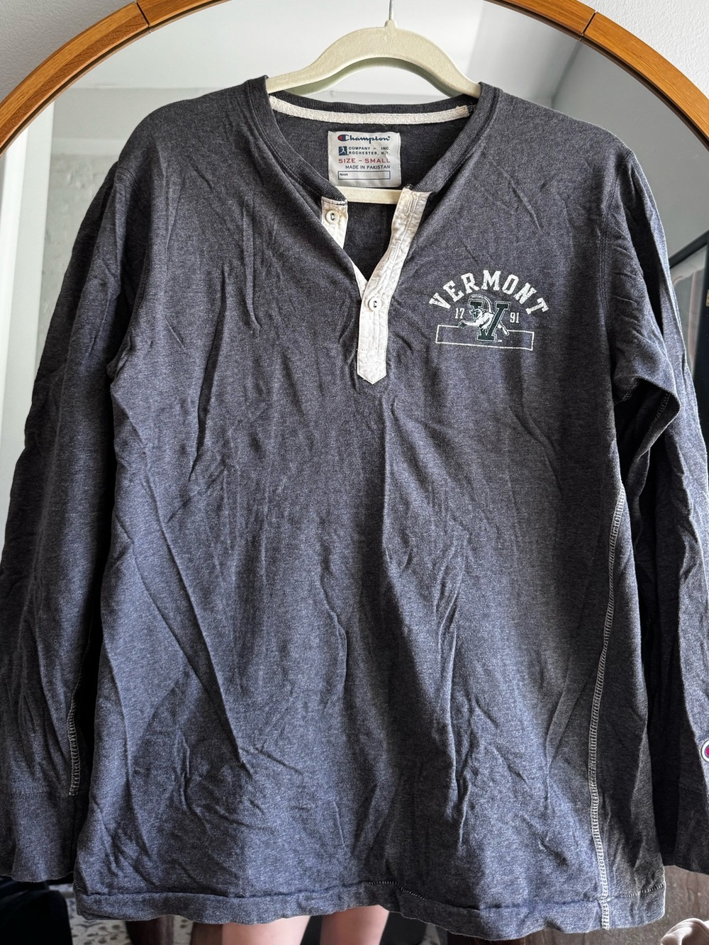 Champion Vermont Charcoal Grey Henley with Cream Placket
